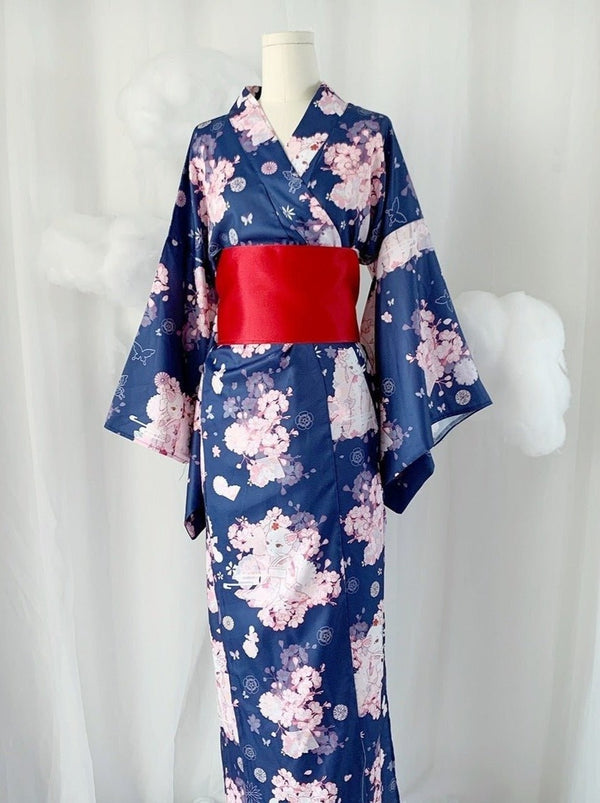 桜猫柄レトロ浴衣セット - Belchic