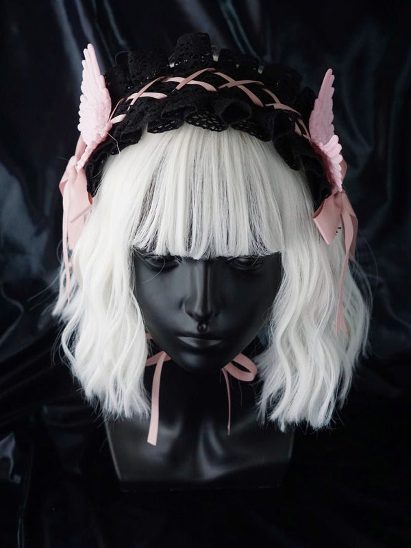 レースアップリボンエンジェルヘッドアクセサリー - Belchic