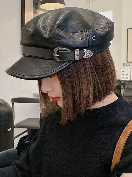 レザーライクウォッシャブルキャスケット - Belchic