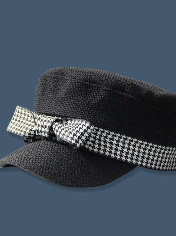 チェックリボンクラシックキャスケット - LilyBlack