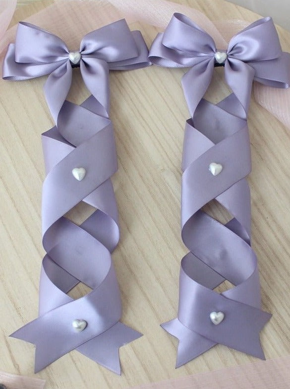 ツインテールパールリボンヘアクリップ - LilyBlack