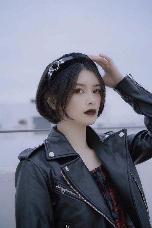 メタルハートバックルファーカチューシャ - Belchic