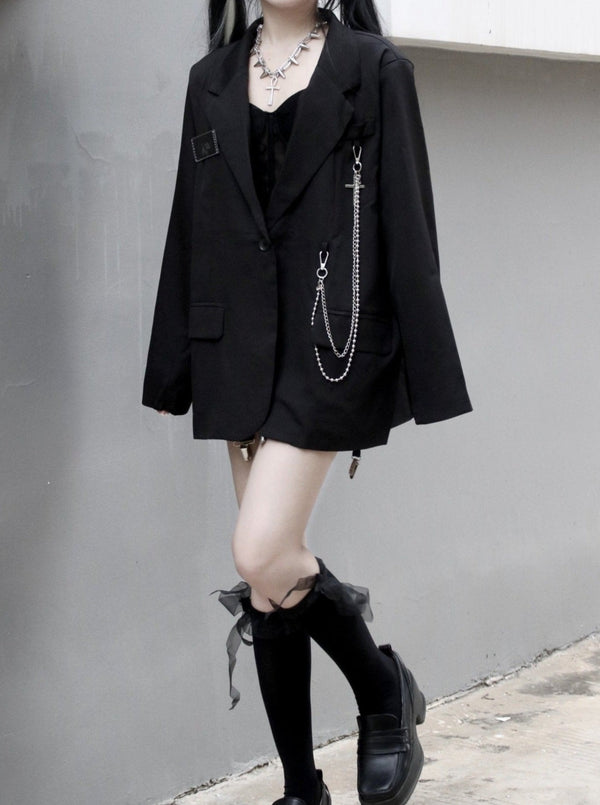 クロスチェーンストラップテーラードジャケット - Belchic