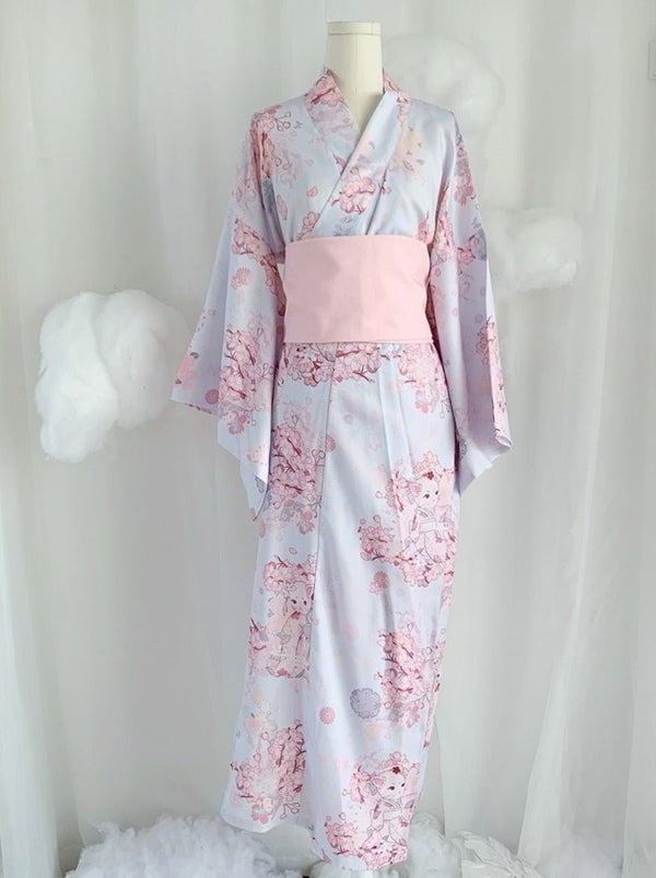 桜猫柄レトロ浴衣セット - Belchic