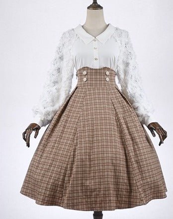 チェックウエストマーククラシックサススカート - LilyBlack