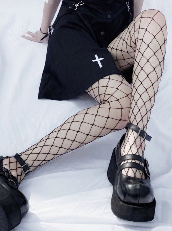ダイヤ柄フィッシュネットタイツ - Belchic