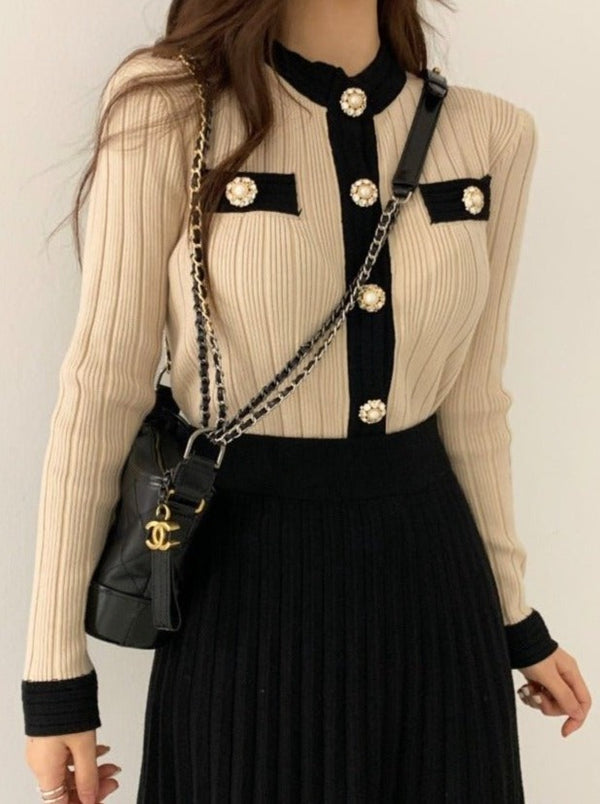 ビジューリブニットカーディガン - Belchic