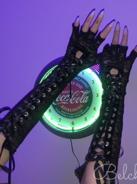 レースアップフィンガーレスグローブ - Belchic