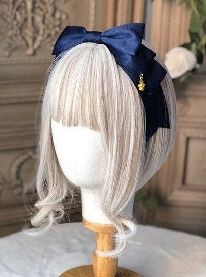 クラウンチャーム付きティアードリボンカチューシャ - LilyBlack