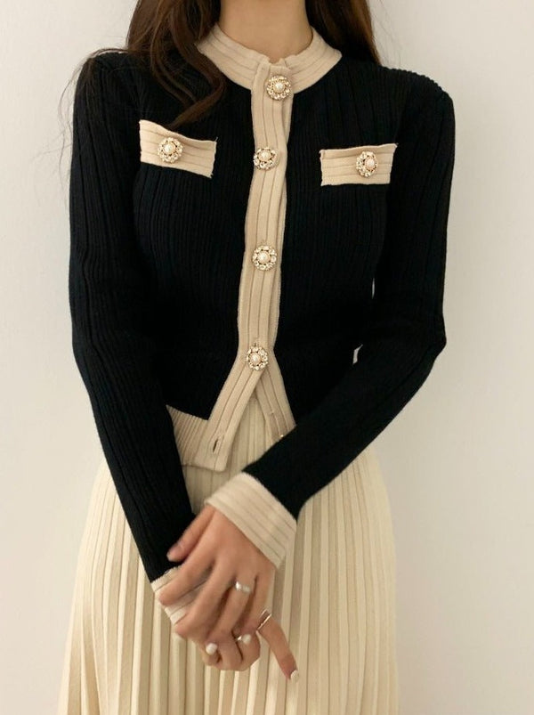 ビジューリブニットカーディガン - Belchic