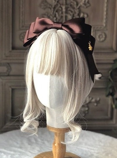 クラウンチャーム付きティアードリボンカチューシャ - LilyBlack