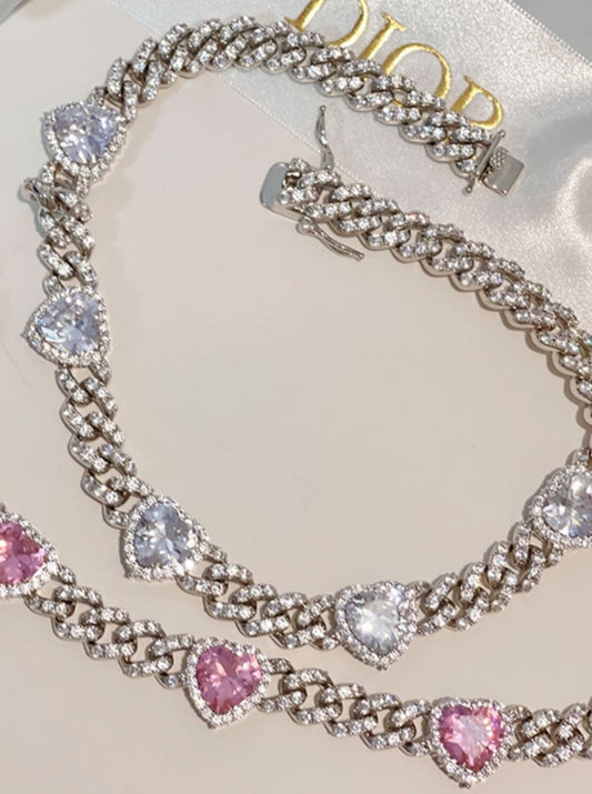 ハートジュエルチェーンネックレス - LilyBlack