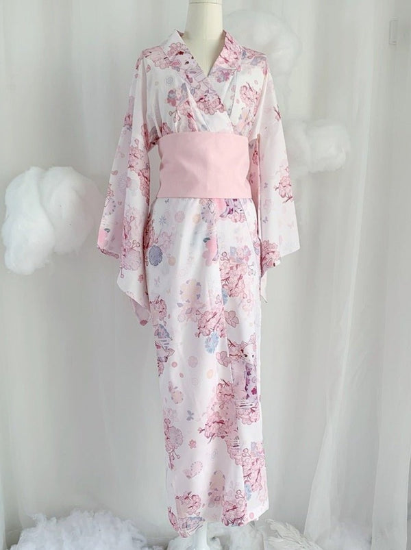 桜猫柄レトロ浴衣セット - Belchic