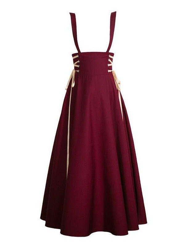 アンティークサイド編み上げリボンサロペット - Belchic