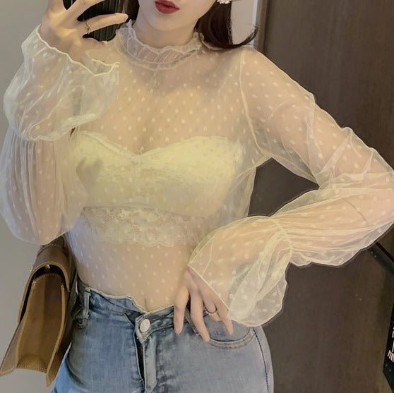 シースルースウィートドットブラウス - Belchic