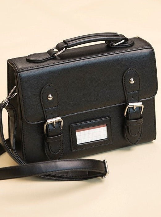 ツインストラップスクエアサッチェルバッグ - LilyBlack