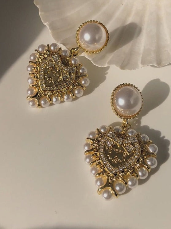 ハートパールピアス - LilyBlack