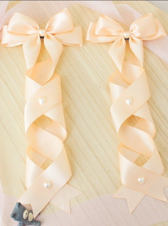 ツインテールパールリボンヘアクリップ - LilyBlack