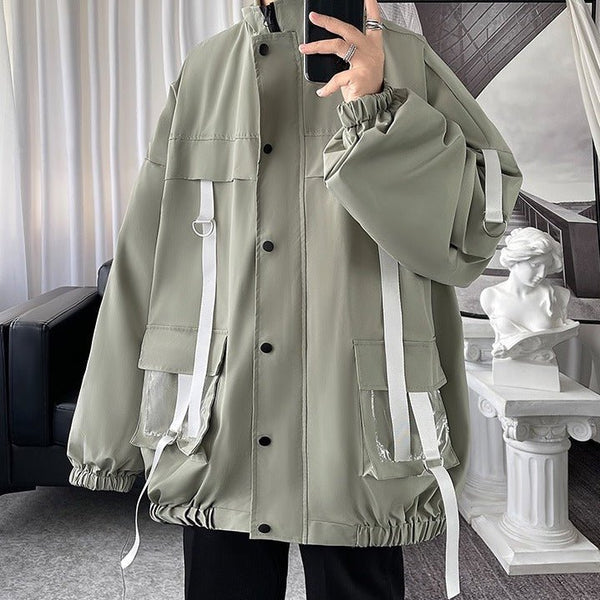 ストラップクリアポケットスタンドカラーモードジャケット - Belchic