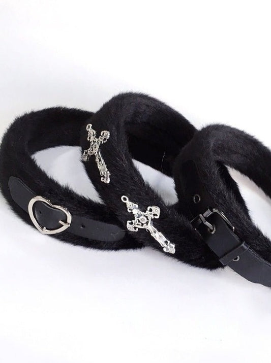 ファーカチューシャ・レザーカチューシャダークゴシックサブカルヘッドアクセサリー - Belchic