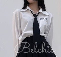 ネクタイ付きポイントロゴスムースシャツ - Belchic