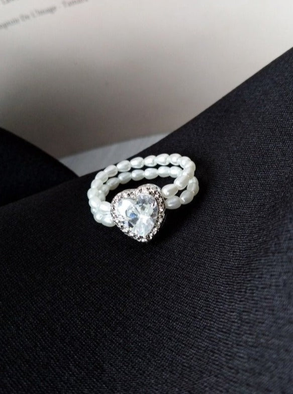 ビジューハートパールリング - LilyBlack