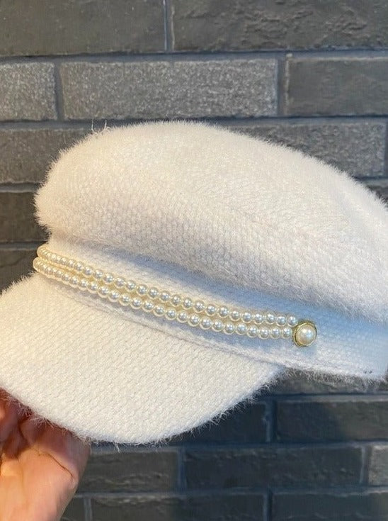 ツインパールストラップツイードテイストキャスケット - LilyBlack