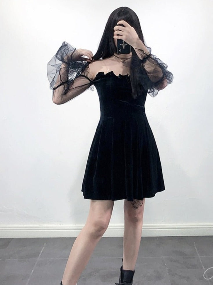 black off the shoulder dress with sheer sleeves Leely Women Black Mermaid Off the Shoulder Formal Dress Long Sheer Sleeves Maxi Evening Gala Dress