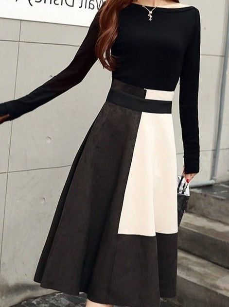 スリットスリーブトップス＋バイカラースカートセットアップ - Belchic