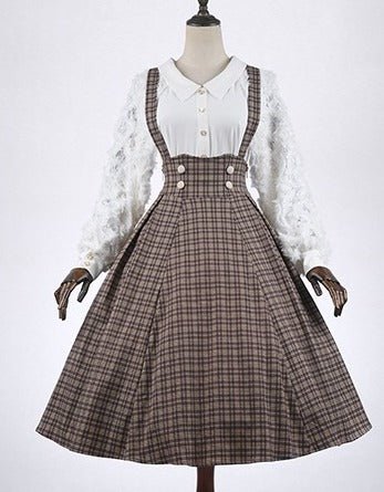 チェックウエストマーククラシックサススカート - LilyBlack