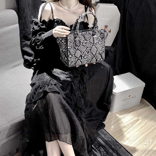 パイソンレザーバッグ・クロコダイルレザーバッグ - LilyBlack