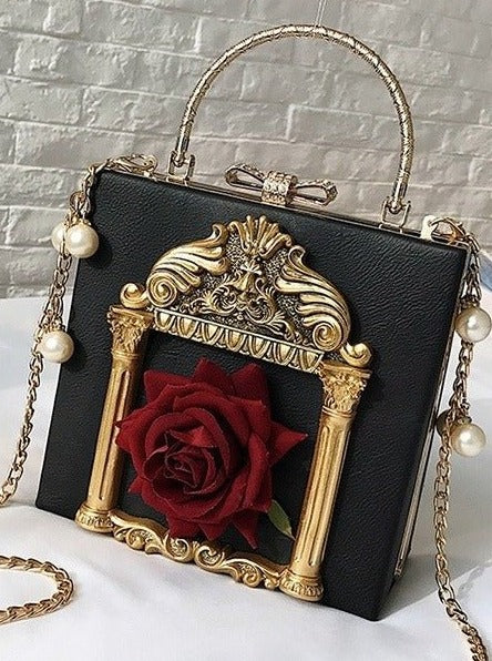 クラシックカメオテイストパールチェーンバッグ - LilyBlack