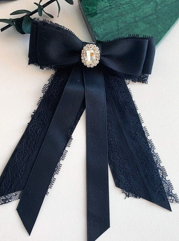 ジュエルレースリボンボウタイアクセサリー - LilyBlack