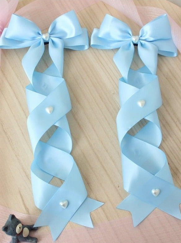 ツインテールパールリボンヘアクリップ - LilyBlack