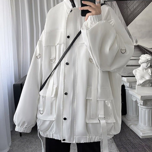 ストラップクリアポケットスタンドカラーモードジャケット - Belchic