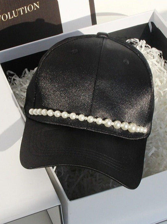 フロントパールシャイニーキャップ - LilyBlack