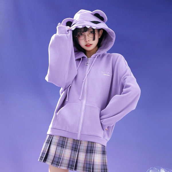 デビルベアフーディポケットスリーブトレーナー・デビルベアキャットスリーブジップアップパーカー - Belchic