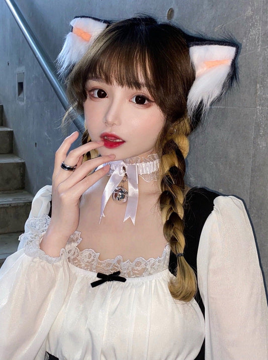 リボンレースベルストラップチョーカーテイストネックアクセサリー - Belchic