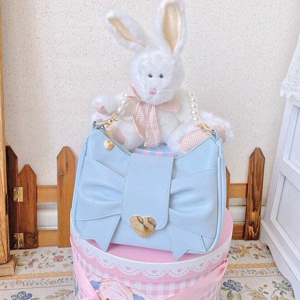 ハートフラップリボンバッグ - LilyBlack