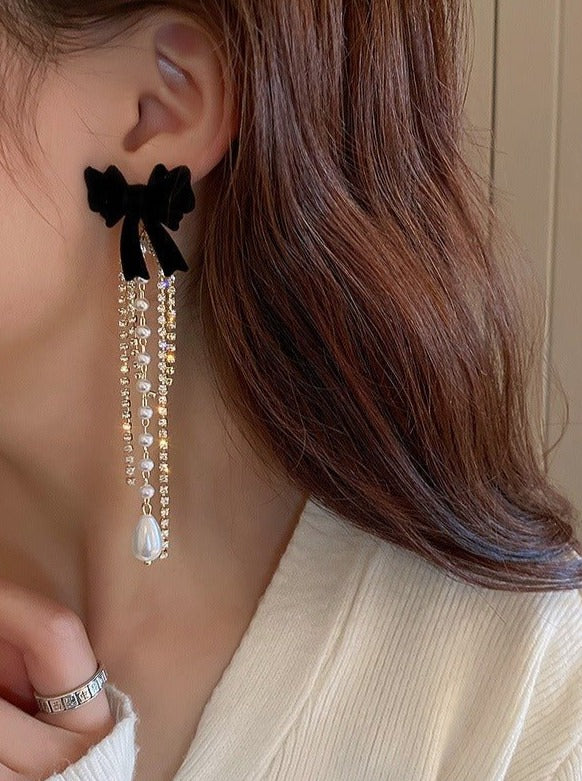 Ribbon earrings sale korean