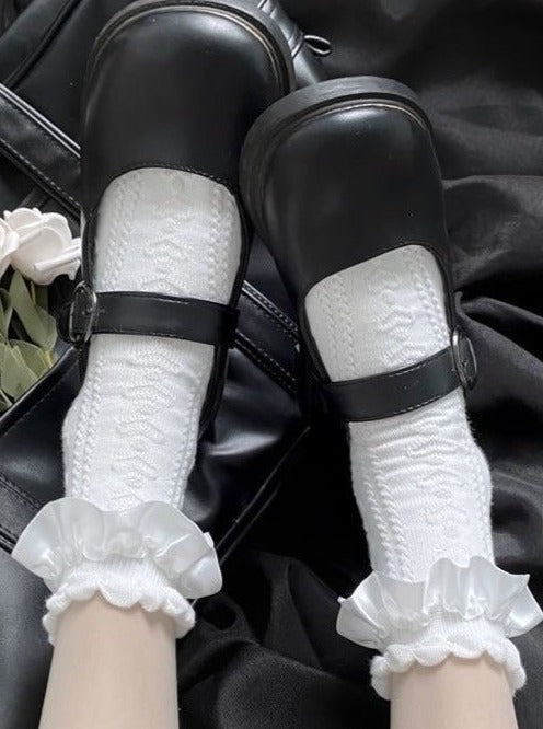 トップフリルハートデザインソックス - Belchic