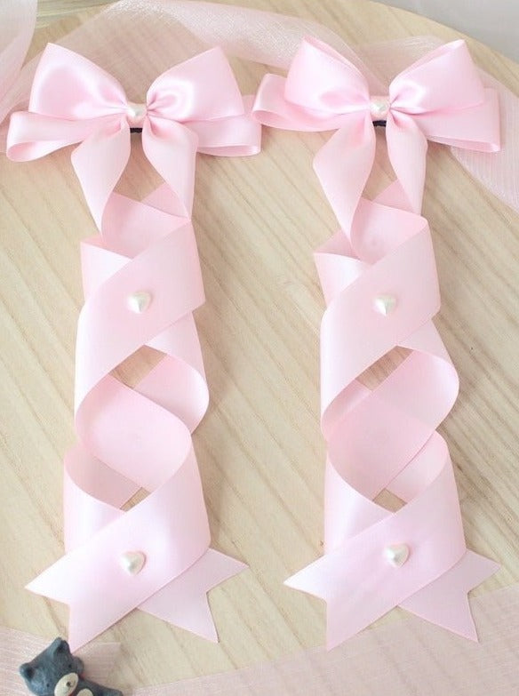 ツインテールパールリボンヘアクリップ - LilyBlack