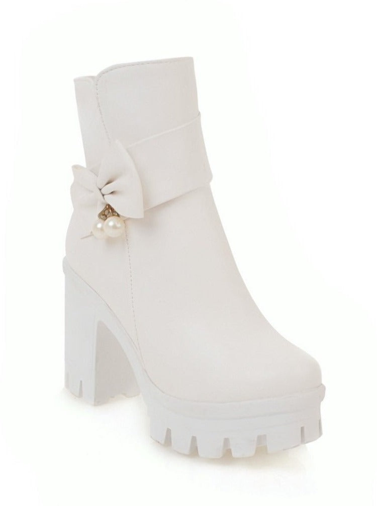 Pearl Belle Tribbon Platform Boots