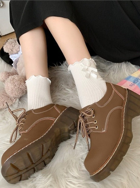 メロウフリルサイドリボンソックス - LilyBlack