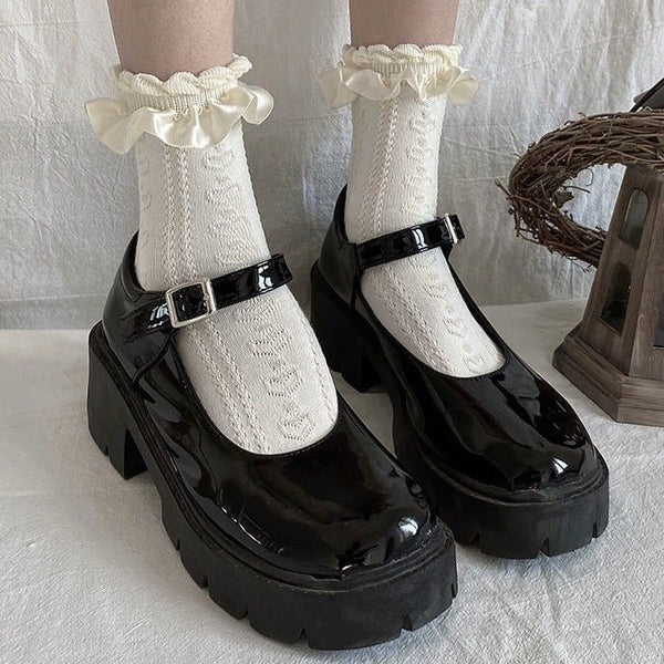 トップフリルハートデザインソックス - Belchic