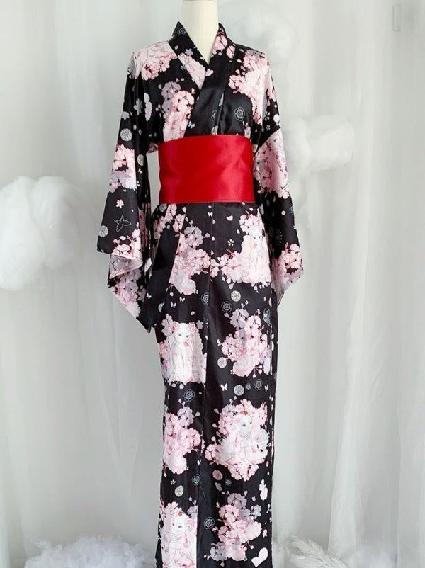 桜猫柄レトロ浴衣セット - Belchic