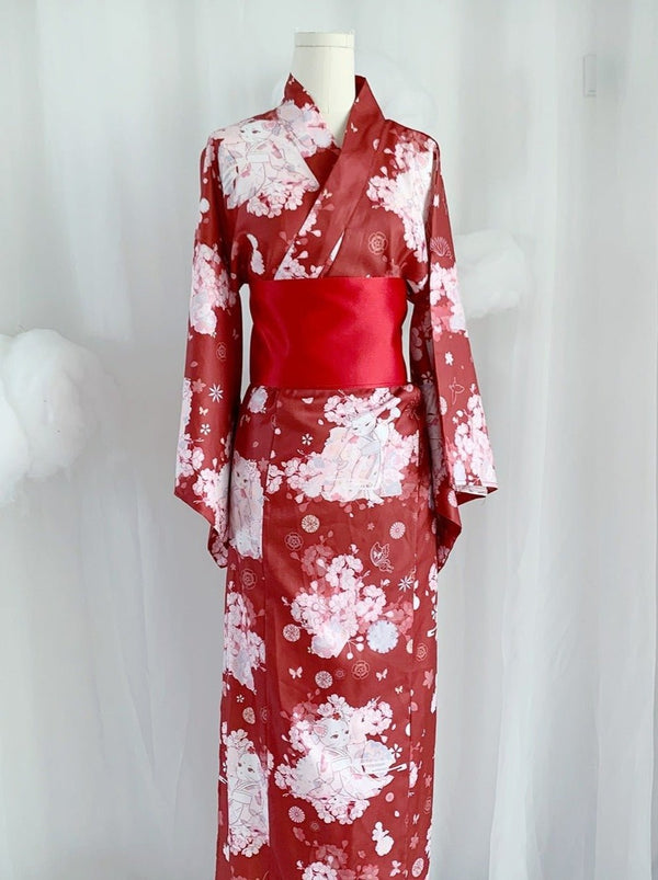 桜猫柄レトロ浴衣セット - Belchic